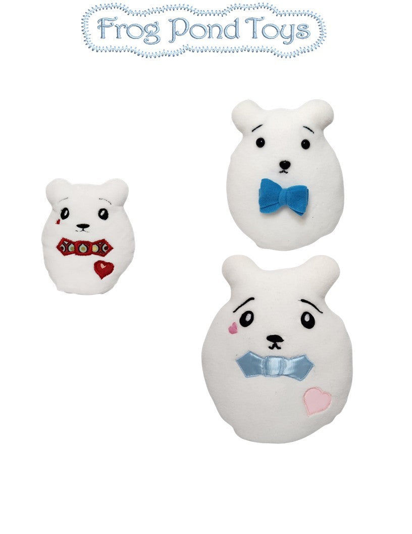 Frog Pond Toys Cloth doll Three Squishy Polar Bears Soft Doll Pattern Pixie Faire