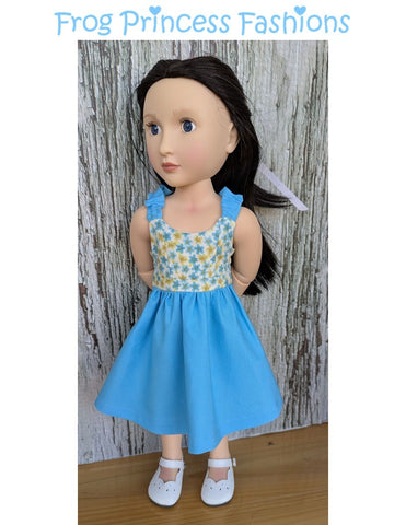 Frog Princess Fashions A Girl For All Time Summertime Blues Sundress Doll Clothes Pattern for 16" A Girl For All Time Dolls Pixie Faire