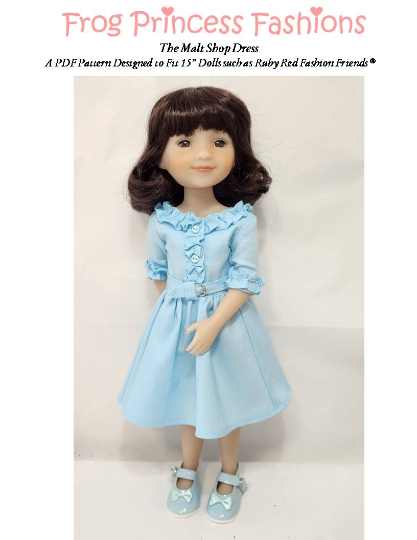 Frog Princess Fashions Ruby Red Fashion Friends Malt Shop Dress Doll Clothes Pattern for 15" Ruby Red Fashion Friends® Pixie Faire