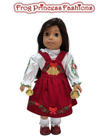 Frog Princess Fashions Machine Embroidery Design Bells and Bows Machine Embroidery Design Set For 18" Doll Clothes Pixie Faire