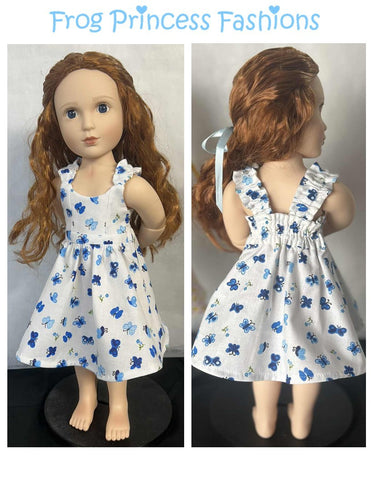 Frog Princess Fashions A Girl For All Time Summertime Blues Sundress Doll Clothes Pattern for 16" A Girl For All Time Dolls Pixie Faire