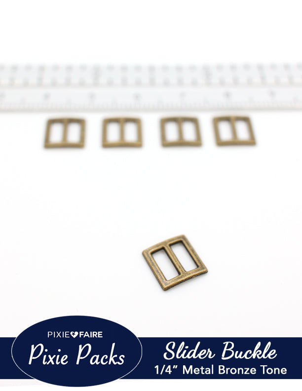 Pixie Faire Pixie Packs Packs Metal Slider Buckle 1/4" or 6mm Bronze Pixie Faire