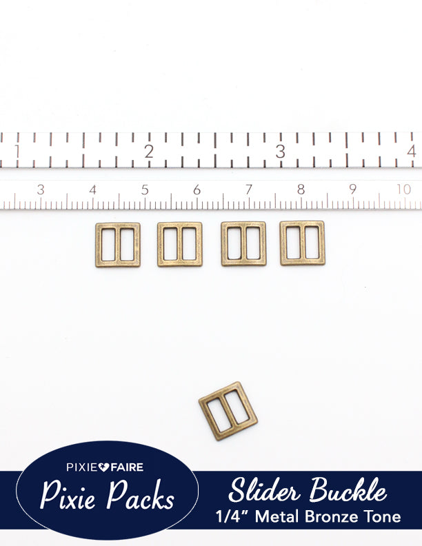 Pixie Faire Pixie Packs Packs Metal Slider Buckle 1/4" or 6mm Bronze Pixie Faire