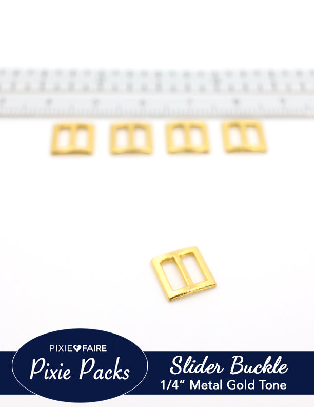 Pixie Faire Pixie Packs Packs Metal Slider Buckle 1/4" or 6mm Gold Pixie Faire