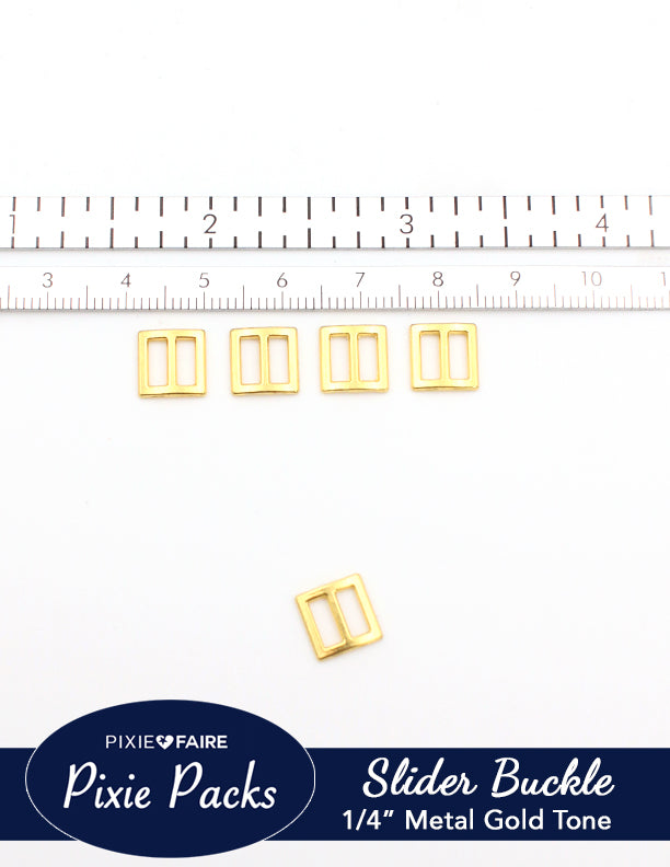 Pixie Faire Pixie Packs Packs Metal Slider Buckle 1/4" or 6mm Gold Pixie Faire