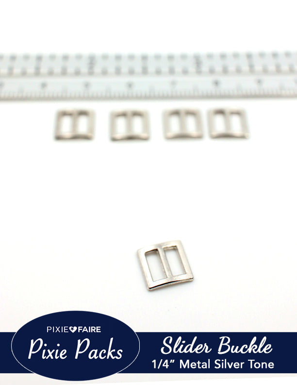 Pixie Faire Pixie Packs Packs Metal Slider Buckle 1/4" or 6mm Silver Pixie Faire