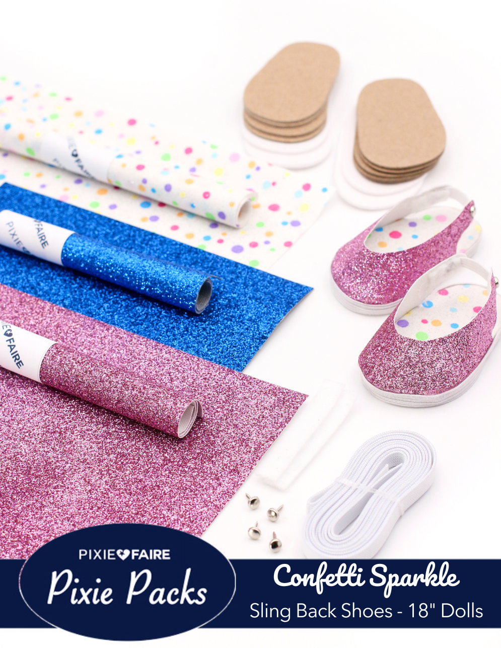 Pixie Faire Pixie Packs Pixie Packs Confetti Sparkle Sling Back Shoe Kit SHAPE 1 Pixie Faire