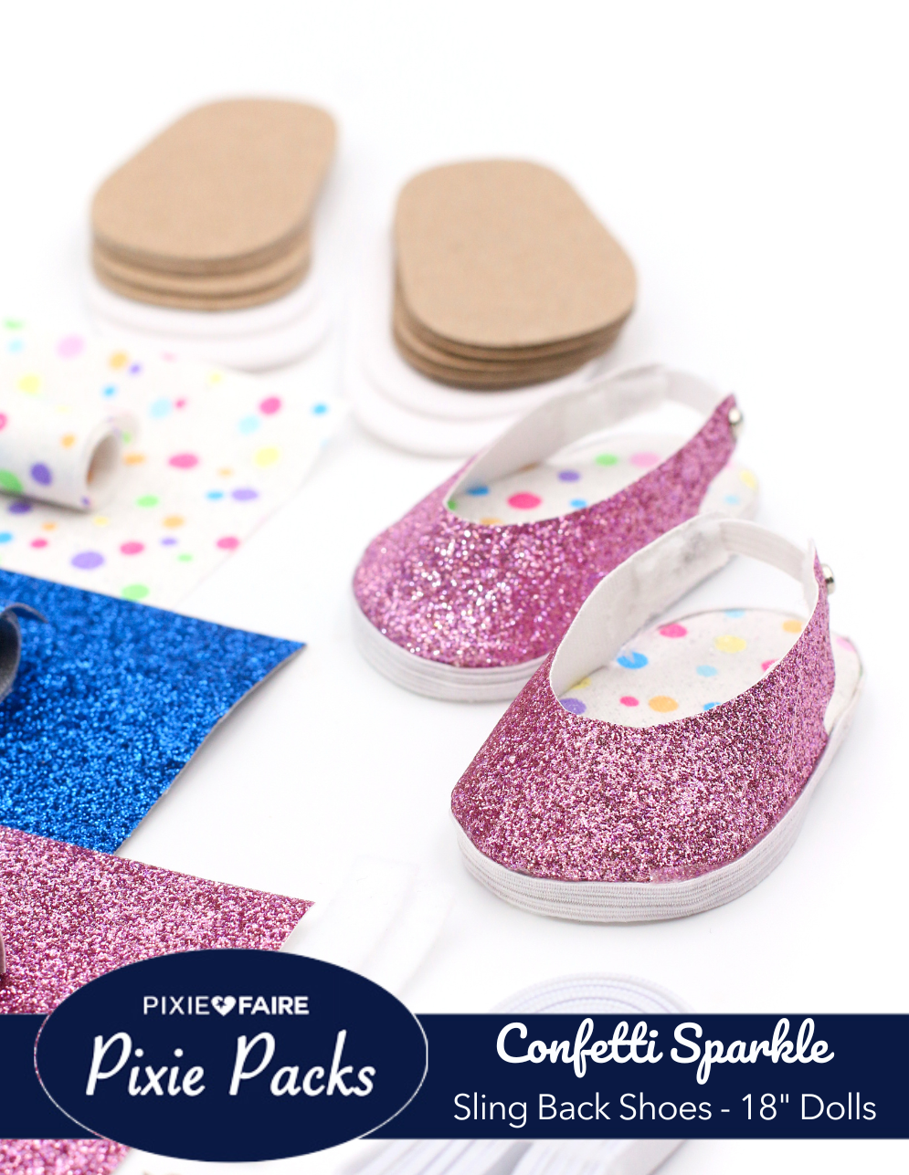Pixie Faire Pixie Packs Pixie Packs Confetti Sparkle Sling Back Shoe Kit SHAPE 1 Pixie Faire