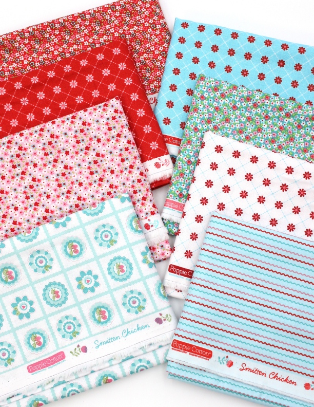 Pixie Packs 1/2 Yard Bundle Smitten Chicken Poppie Cotton