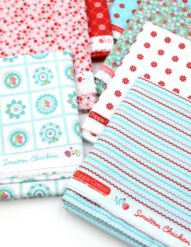 Pixie Packs 1/2 Yard Bundle Smitten Chicken Poppie Cotton