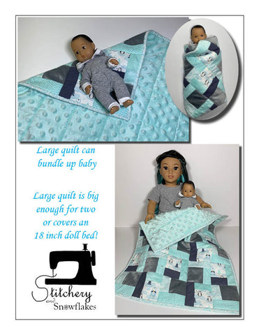 Stitchery By Snowflake 18 Inch Modern Baby Building Blocks Doll Quilt Pattern for 8" Baby Dolls and 18" Dolls Pixie Faire