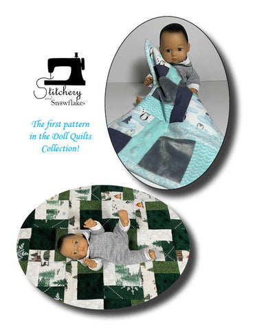 Stitchery By Snowflake 18 Inch Modern Baby Building Blocks Doll Quilt Pattern for 8" Baby Dolls and 18" Dolls Pixie Faire