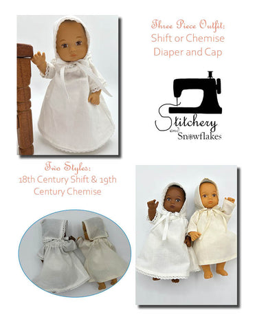 Stitchery By Snowflake 8" Baby Dolls Dressing Baby... in the Bare Necessities Doll Clothes Pattern for 8" Baby Dolls Pixie Faire