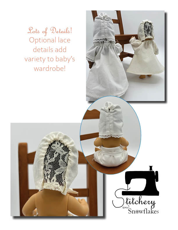 Stitchery By Snowflake 8" Baby Dolls Dressing Baby... in the Bare Necessities Doll Clothes Pattern for 8" Baby Dolls Pixie Faire