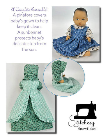 Stitchery By Snowflake 8" Baby Dolls Dressing Baby... for Summer on the Prairie Doll Clothes Pattern for 8" Baby Dolls Pixie Faire