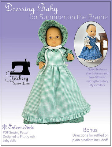 Stitchery By Snowflake 8" Baby Dolls Dressing Baby... for Summer on the Prairie Doll Clothes Pattern for 8" Baby Dolls Pixie Faire