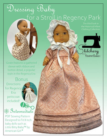 Stitchery By Snowflake 8" Baby Dolls Dressing Baby... for a Stroll in Regency Park Doll Clothes Pattern for 8" Baby Dolls Pixie Faire