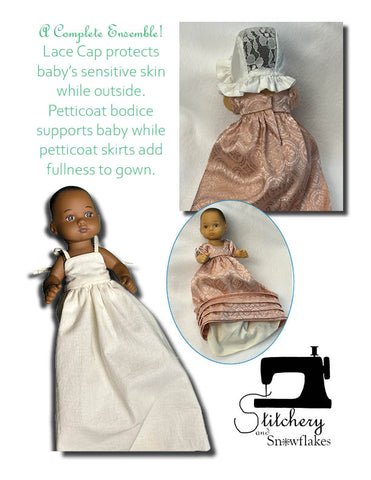 Stitchery By Snowflake 8" Baby Dolls Dressing Baby... for a Stroll in Regency Park Doll Clothes Pattern for 8" Baby Dolls Pixie Faire