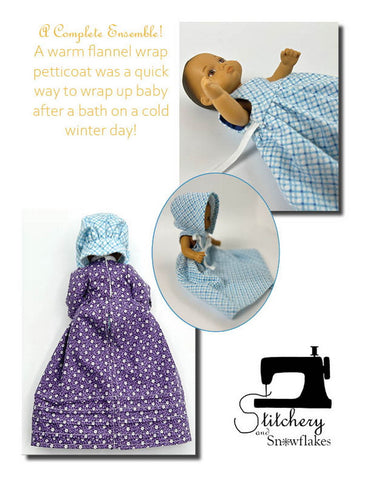 Stitchery By Snowflake 8" Baby Dolls Dressing Baby... for Winter in the Cabin Doll Clothes Pattern for 8" Baby Dolls Pixie Faire