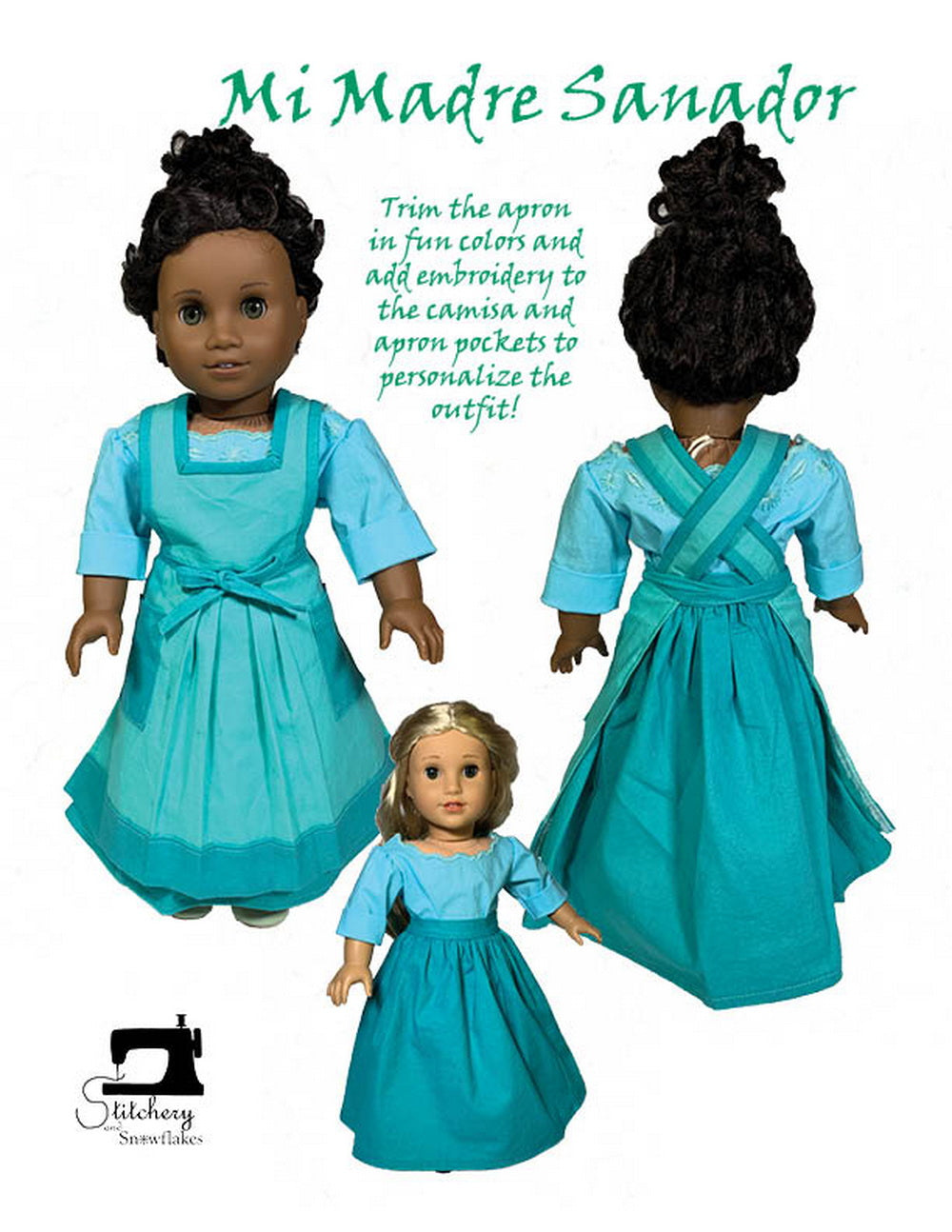 Stitchery By Snowflake 18 Inch Historical Mi Madre Sanador 18" Doll Clothes Pattern Pixie Faire