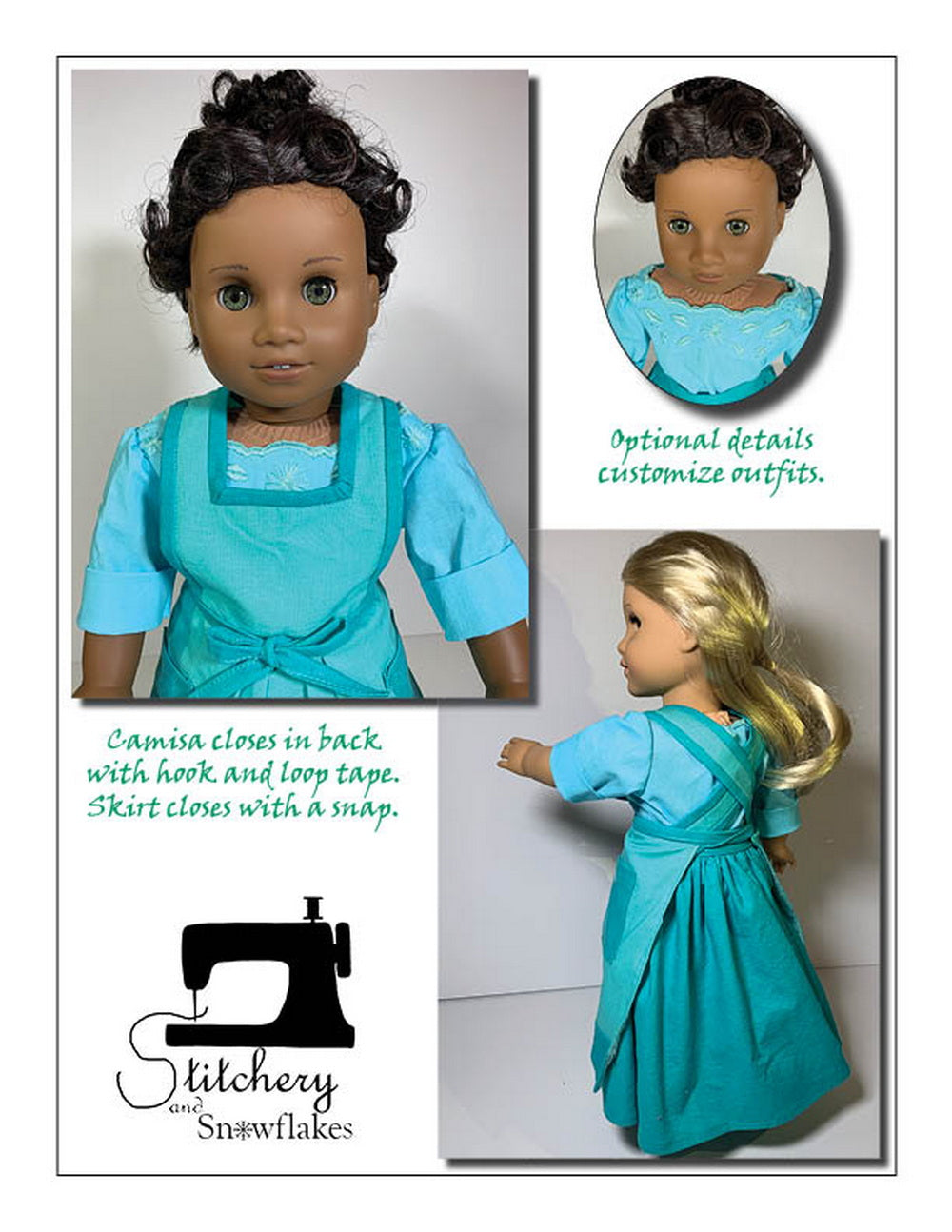 Stitchery By Snowflake 18 Inch Historical Mi Madre Sanador 18" Doll Clothes Pattern Pixie Faire