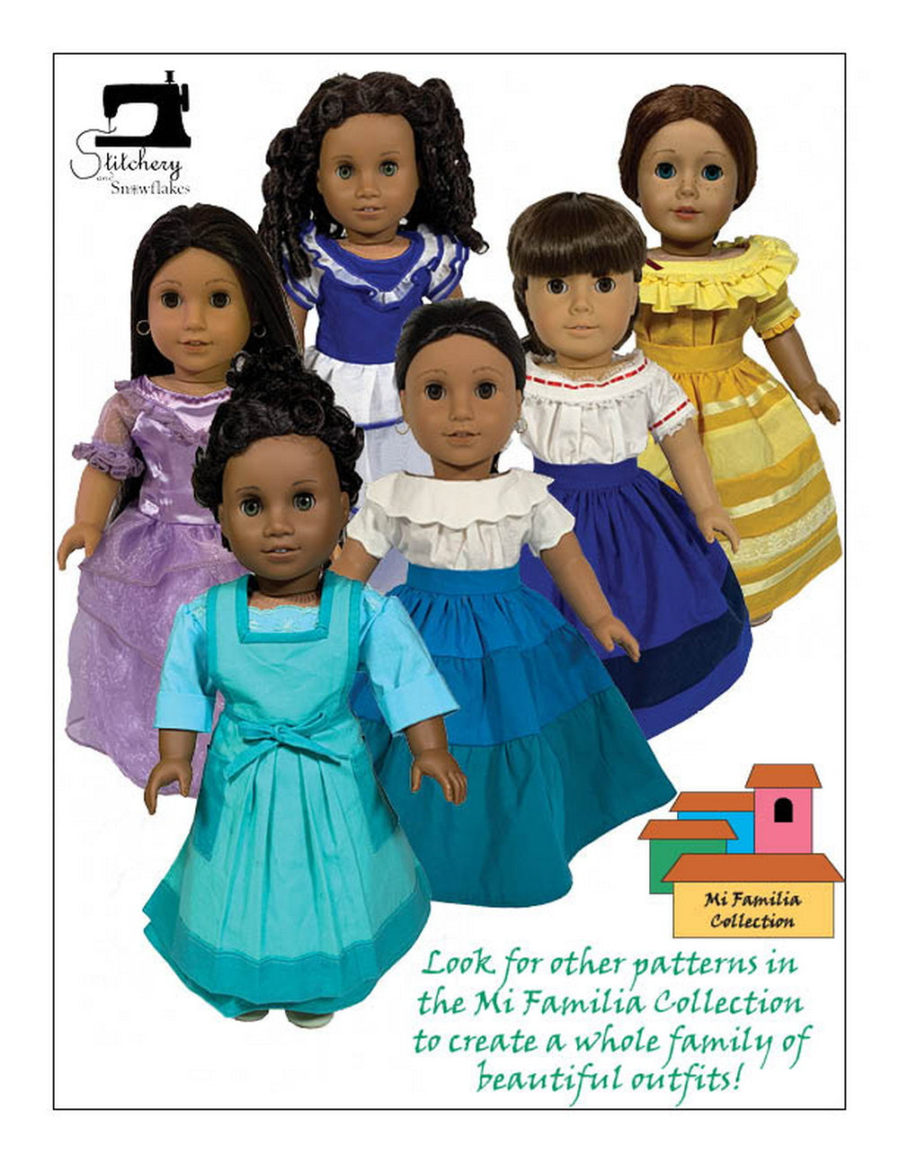 Stitchery By Snowflake 18 Inch Historical Mi Madre Sanador 18" Doll Clothes Pattern Pixie Faire