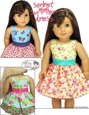 Doll Tag Clothing 18 Inch Modern Sorbet Summer Dress 18" Doll Clothes Pattern Pixie Faire
