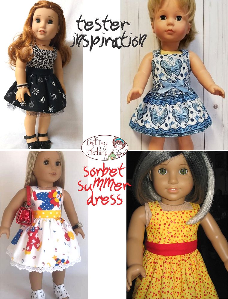 Doll Tag Clothing 18 Inch Modern Sorbet Summer Dress 18" Doll Clothes Pattern Pixie Faire