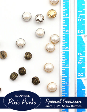 Pixie Faire Pixie Packs Pixie Packs 5mm 0.2" Shank Buttons Special Occasion Collection Pixie Faire