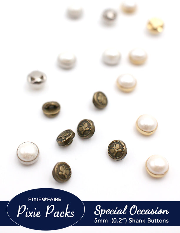 Pixie Faire Pixie Packs Pixie Packs 5mm 0.2" Shank Buttons Special Occasion Collection Pixie Faire