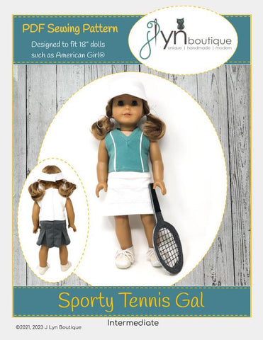 My Sunshine Dolls 18 Inch Modern Sporty Tennis Gal 18" Doll Clothes Pattern Pixie Faire