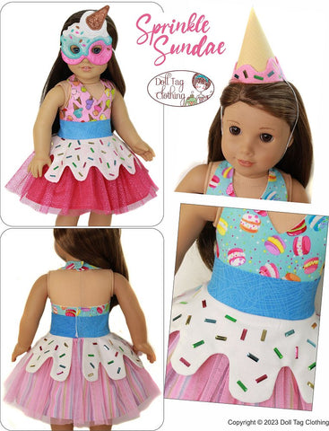 Doll Tag Clothing 18 Inch Modern Sprinkle Sundae Dress 18" Doll Clothes Pattern Pixie Faire