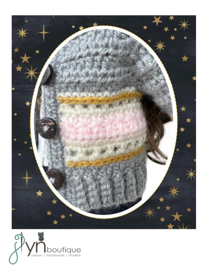 J Lyn Boutique Crochet Starry Striped Cardigan 18" Doll Clothes Crochet Pattern Pixie Faire