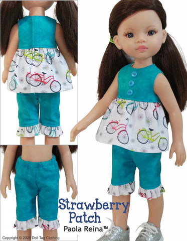 Doll Tag Clothing Paola Reina Strawberry Patch Pattern for 13" Paola Reina Dolls Pixie Faire