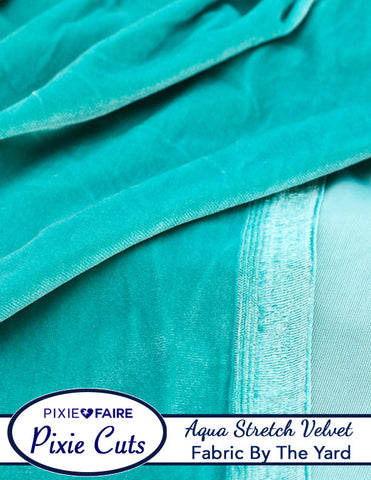 Pixie Faire Pixie Cuts Pixie Cuts Fabric By The Yard - Stretch Velvet Aqua 1/2 Yard Pixie Faire