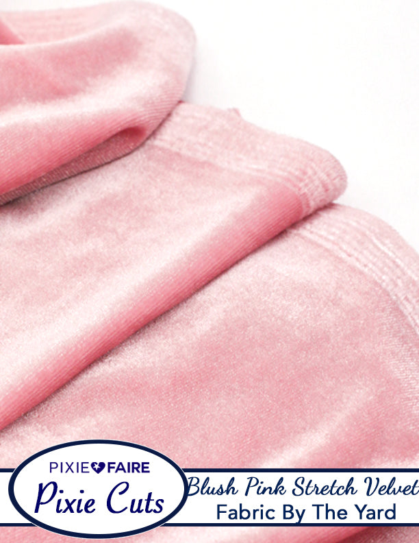 Pixie Faire Pixie Cuts Pixie Cuts Fabric By The Yard - Stretch Velvet Blush Pink 1/2 Yard Pixie Faire