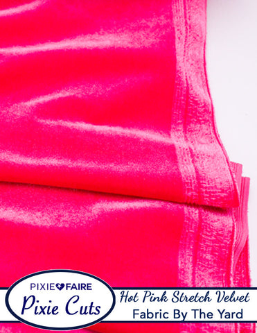 Pixie Faire Pixie Cuts Pixie Cuts Fabric By The Yard - Stretch Velvet Hot Pink 1/2 Yard Pixie Faire