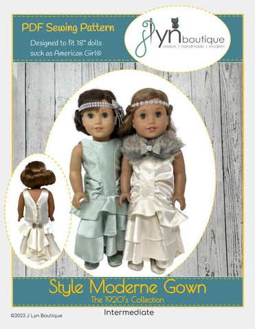 My Sunshine Dolls 18 Inch Historical Style Moderne Gown 18" Doll Clothes Pattern Pixie Faire