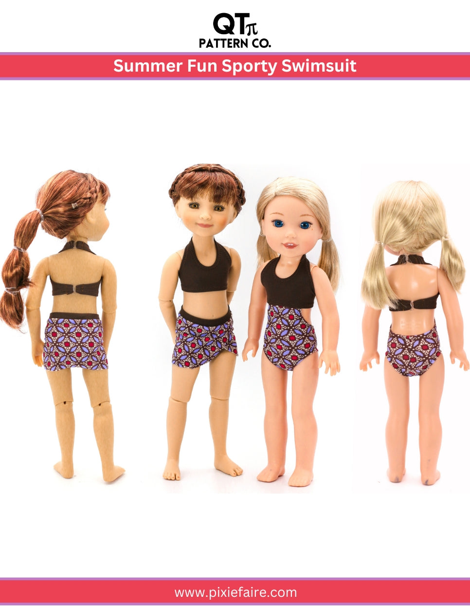PF House Brand Ruby Red Fashion Friends Summer Fun Sporty Swimsuit 14.5-15" Doll Clothes Pixie Faire