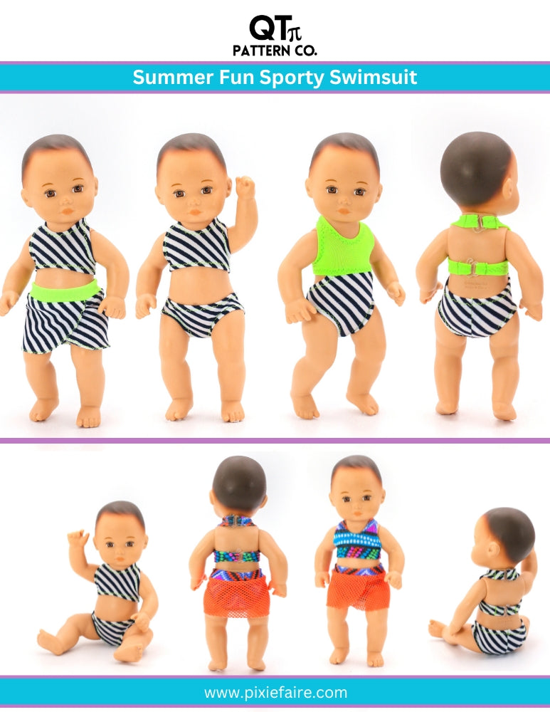 PF House Brand 8" Baby Dolls Summer Fun Sporty Swimsuit 8" Baby Doll Clothes Pixie Faire