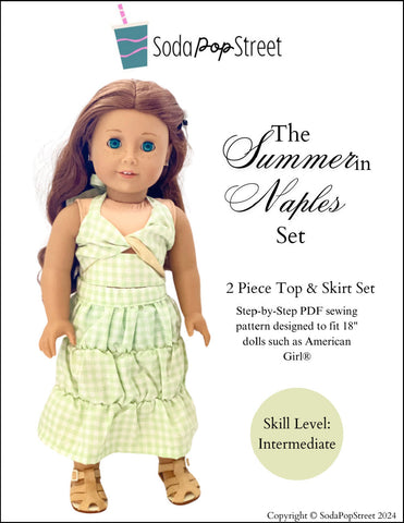 Soda Pop Street 18 Inch Modern The Summer in Naples Set 18" Doll Clothes Pattern Pixie Faire
