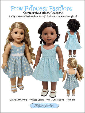 Frog Princess Fashions 18 Inch Modern Summertime Blues Sundress 18" Doll Clothes Pattern Pixie Faire