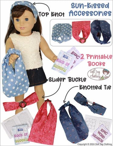 Doll Tag Clothing 18 Inch Modern Sun-Kissed Accessories 18" Doll Clothes Pattern Pixie Faire