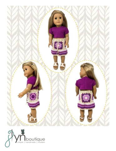 J Lyn Boutique Crochet Sunburst Skirt 18" Doll Clothes Crochet Pattern Pixie Faire