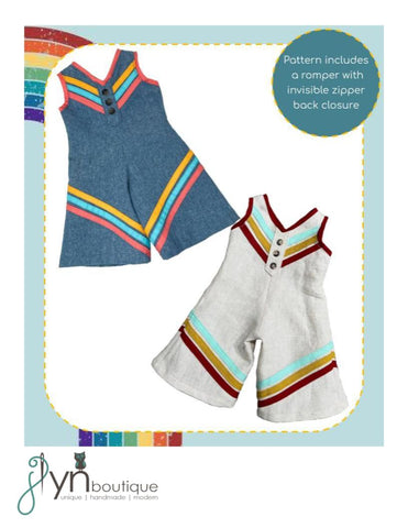 J Lyn Boutique 18 Inch Historical Sunshine Days Romper 18" Doll Clothes Pattern Pixie Faire
