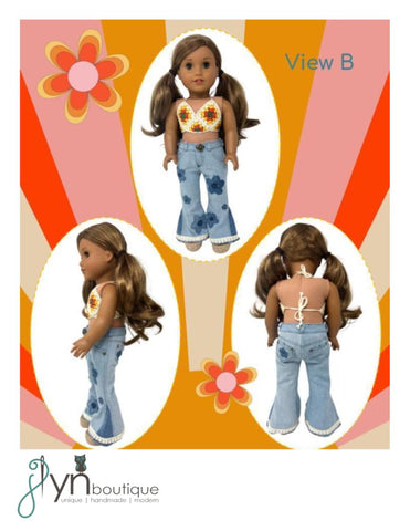 J Lyn Boutique Crochet Sunshine 'n Daisies Bundle 18" Doll Clothes Sewing and Crochet Patterns Pixie Faire