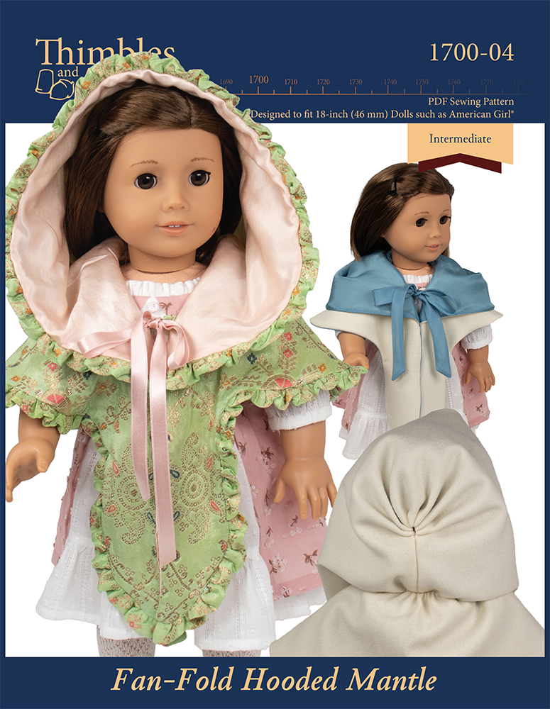 Fan-Fold Hooded Mantle 18 inch Doll Clothes Pattern – Pixie Faire