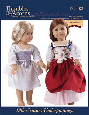 Thimbles and Acorns 18 Inch Historical 18th Century Underpinnings 18" Doll Clothes Pattern Pixie Faire