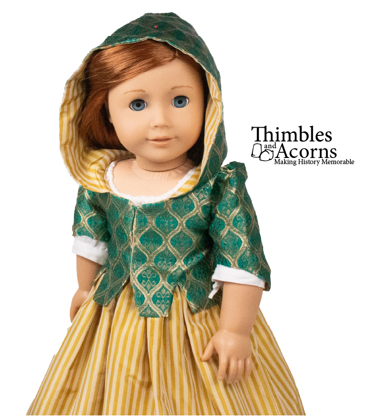 Thimbles and Acorns 18 Inch Historical 1770 18th Century Hoodie 18" Doll Clothes Pattern Pixie Faire