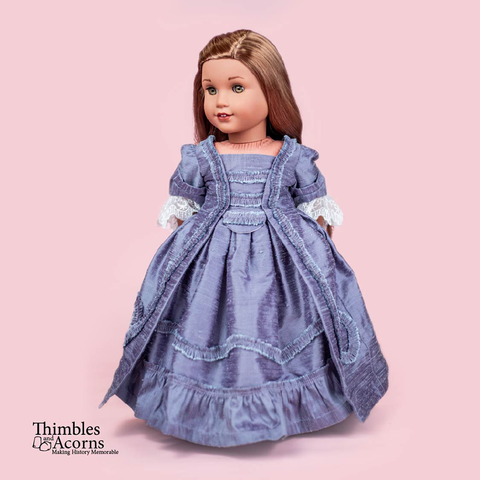 Thimbles and Acorns 18 Inch Historical Sacque Back Gown and Pet en l'ier 18" Doll Clothes Pattern Pixie Faire